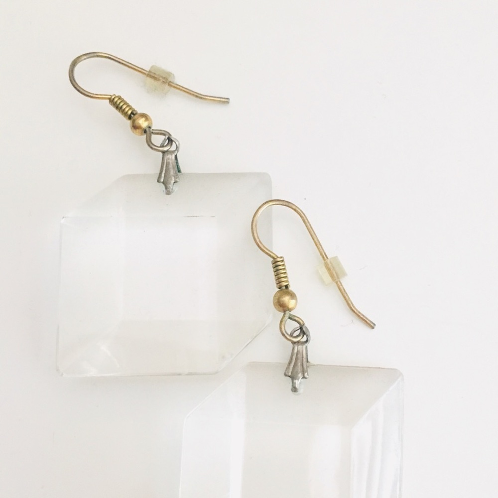 Vintage Clear Translucent Prism Shape Statement D… - image 2